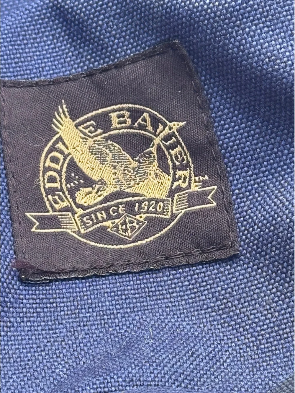 Eddie Bauer Navy Blue Backpack Brown Suede Bottom Multi Pocket School Travel